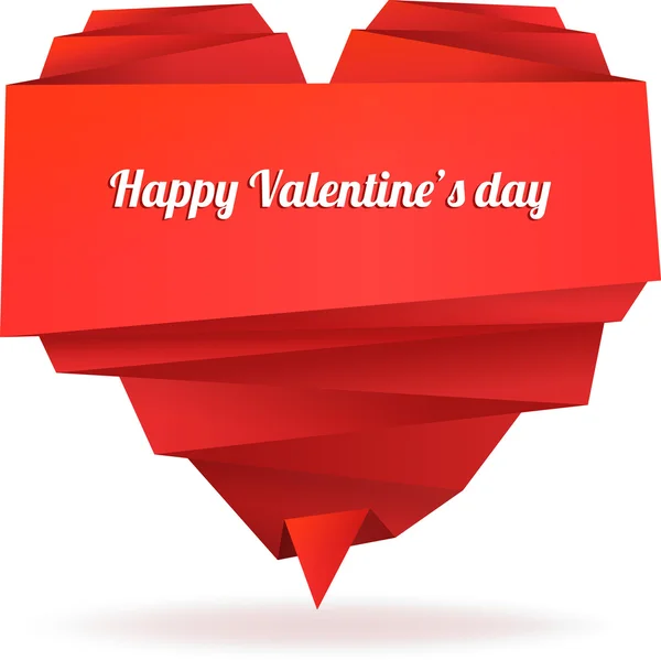 Origami corazón de papel con mensaje: Feliz día de San Valentín — Vector de stock
