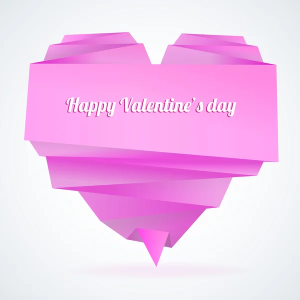 Origami coração de papel com mensagem: Feliz Dia dos Namorados — Vetor de Stock
