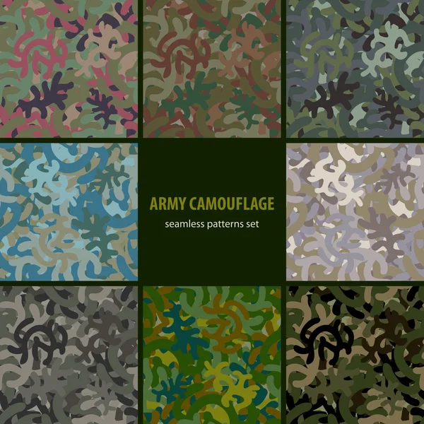 Set of nine seamless camouflage patterns — Stock Vector