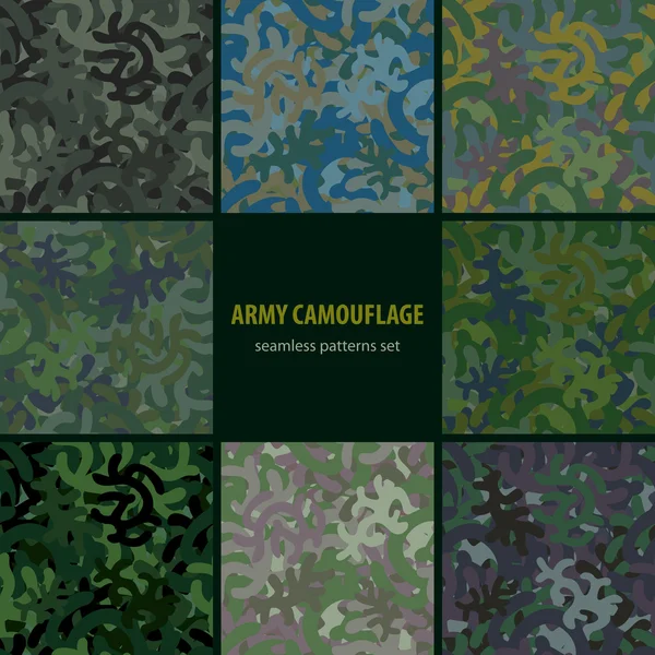 Set of nine seamless camouflage patterns — Stock Vector