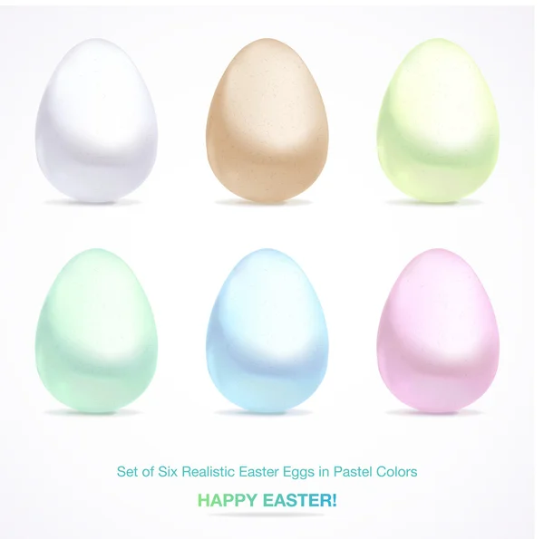 Set vettoriale di sei uova in colori pastello. Illustrazione pasquale — Vettoriale Stock