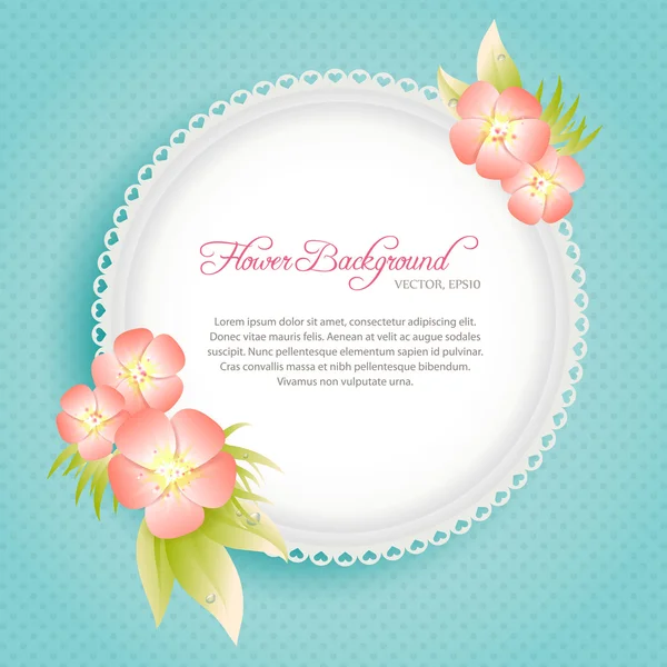 Γαλάζια κάρτα πρότυπο με λουλούδια σε παστέλ χρώματα — Διανυσματικό Αρχείο