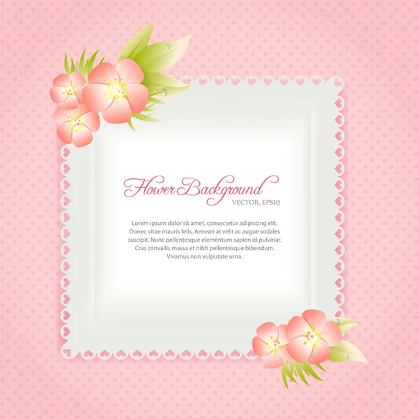 Růžová karta šablony s květinami v pastelových barvách — Stockový vektor