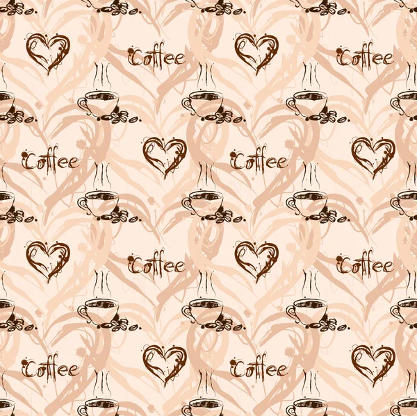 シームレスなコーヒー パターン。ビンテージ背景 — ストックベクタ