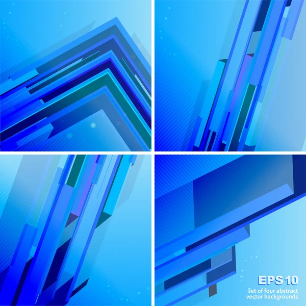 Conjunto de cuatro fondos abstractos tecno-verdes — Vector de stock