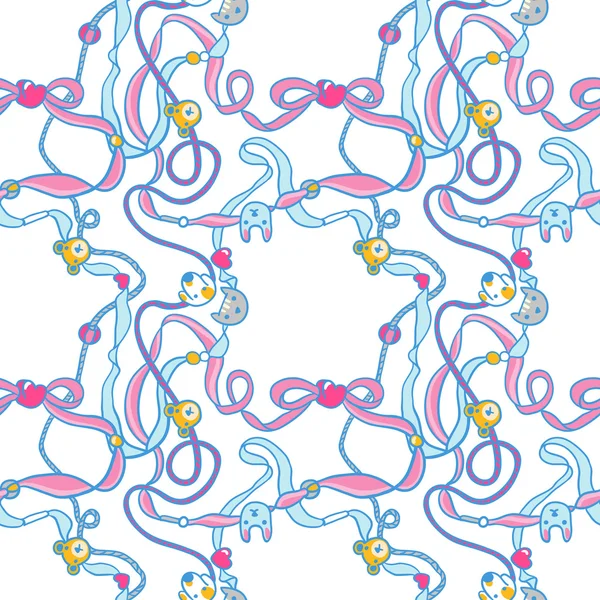 Patrón sin costuras con cuentas y cintas — Archivo Imágenes Vectoriales