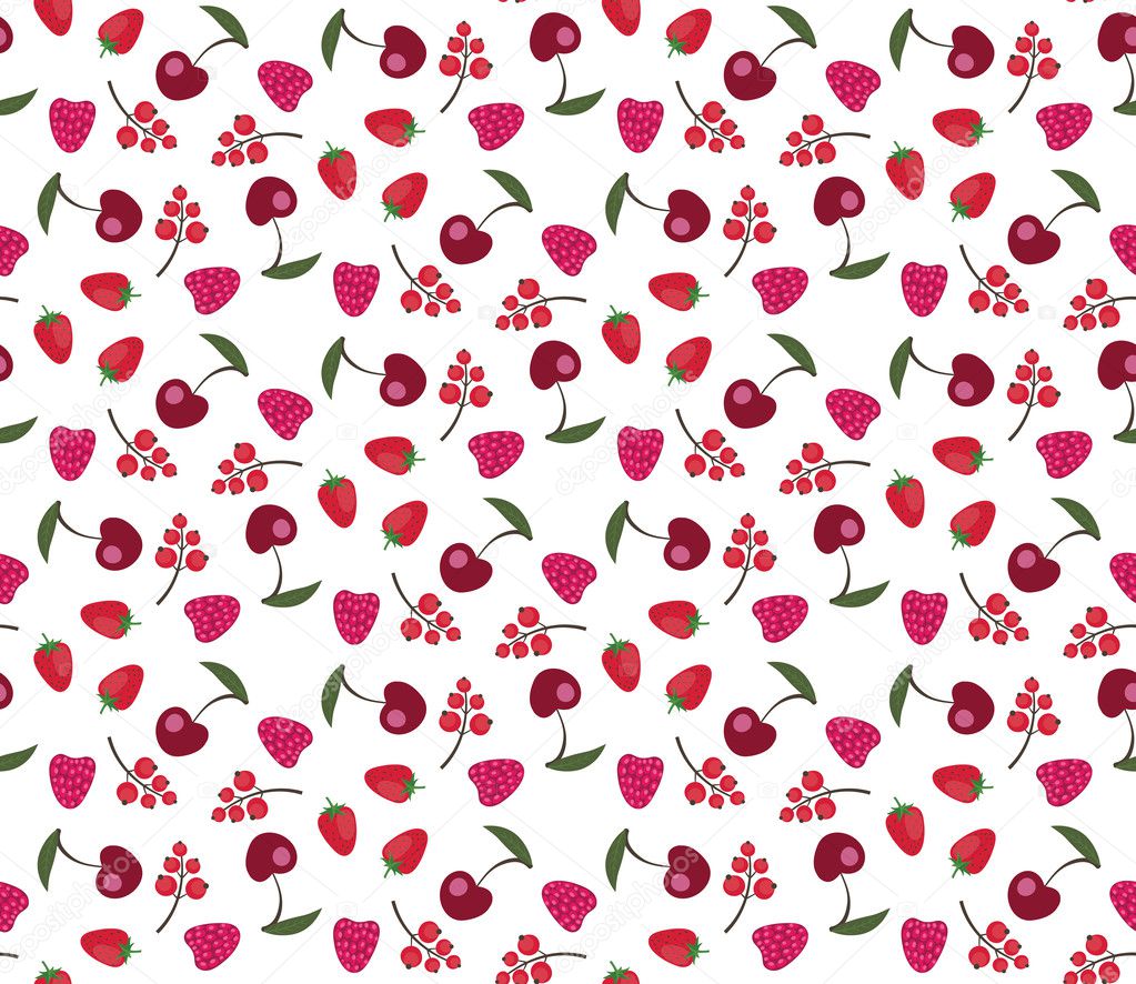 Seamless pattern of red berries