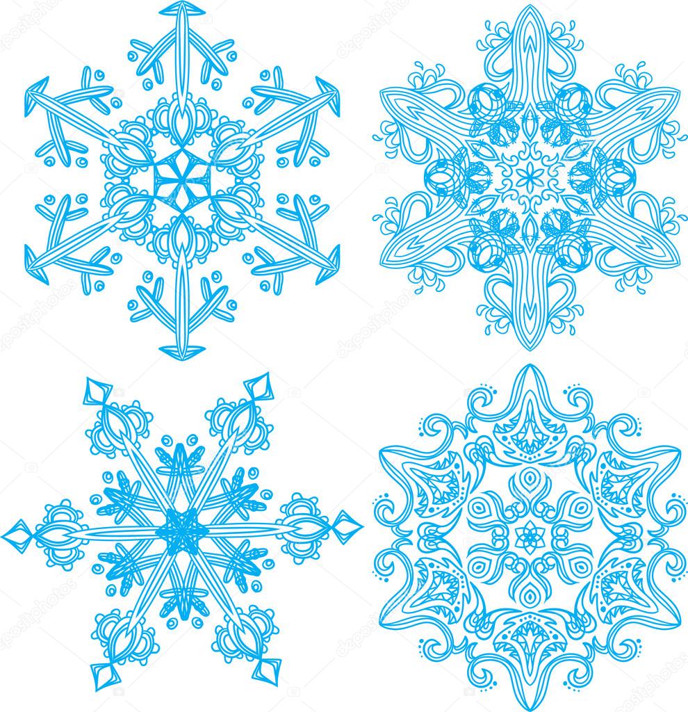 Collection of four elegance snowflakes