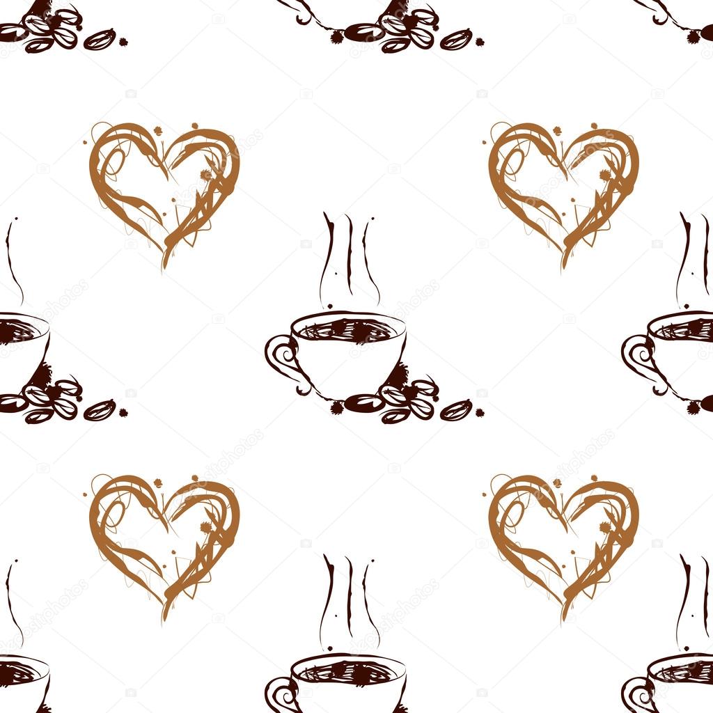 Seamless coffee pattern. Vintage background