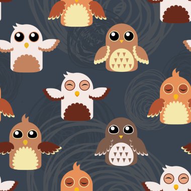 Dikişsiz sevimli baykuşlar illüstrasyon model