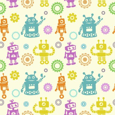 komik desen robotlar ve dişli ile