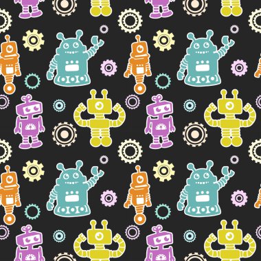 komik desen robotlar ve dişli ile