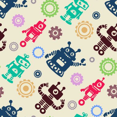 komik desen robotlar ve dişli ile