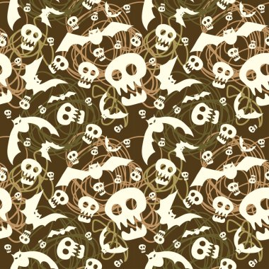 kafatasları ve yarasalar ile Halloween desen vektör