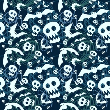 kafatasları ve yarasalar ile Halloween desen vektör