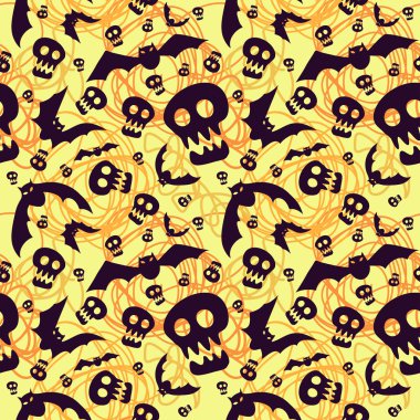 kafatasları ve yarasalar ile Halloween desen vektör