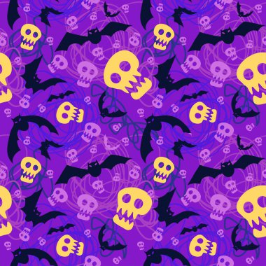 kafatasları ve yarasalar ile Halloween desen vektör