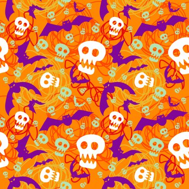 kafatasları ve yarasalar ile Halloween desen vektör