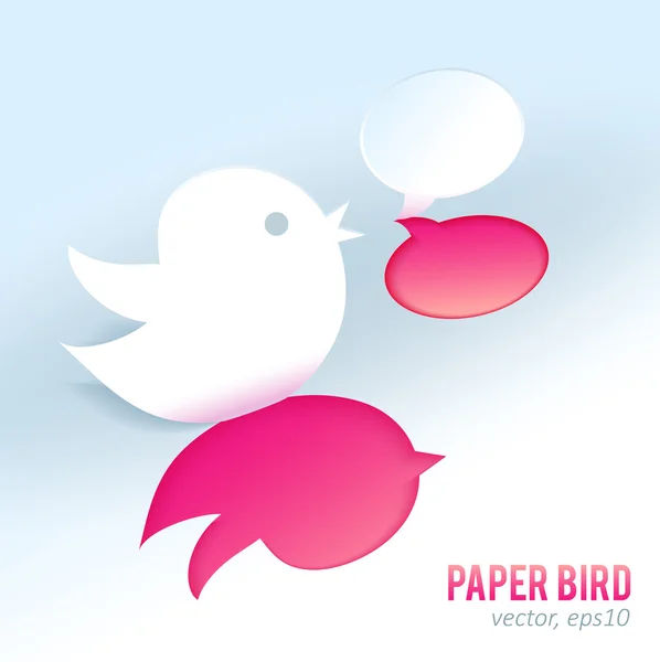 Cute paper bird with speech bubble — Stock Vector
