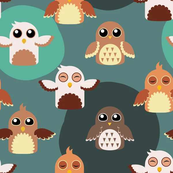 Seamless cute owls illustration pattern — Stock Vector