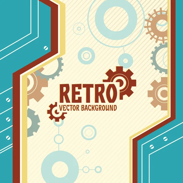 Engranaje y rueda dentada en color retro — Vector de stock