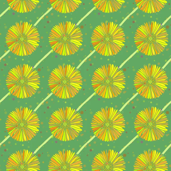 矢量无缝背景的夏天雏菊花 — 图库矢量图片