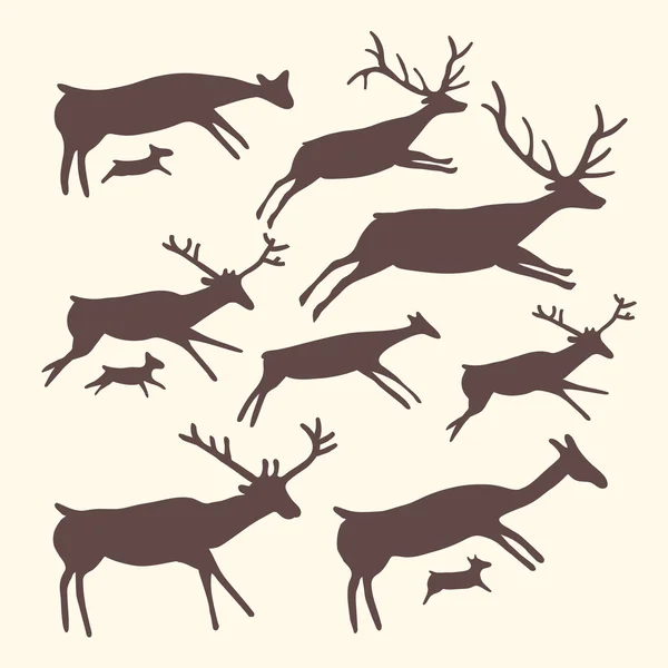Fond vectoriel avec troupeau de cerfs — Image vectorielle