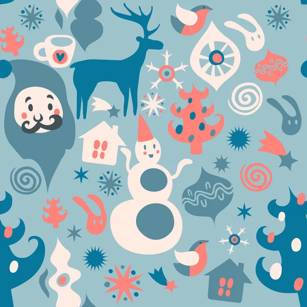Funny Christmas vector pattern — Stock Vector