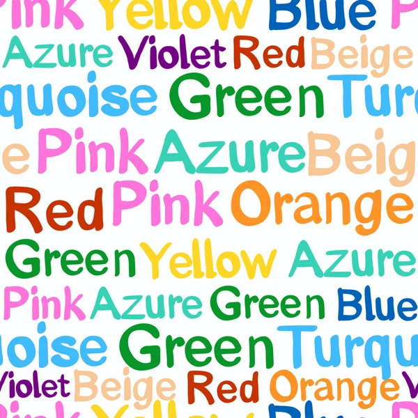 Mønster med ord som betegner farge – stockvektor
