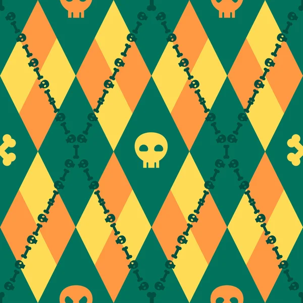 Vector knitted pattern with skulls and bones — Stock Vector