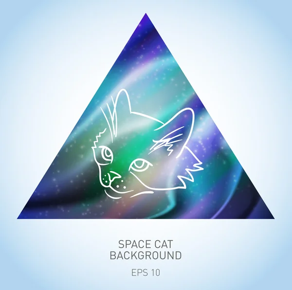 Vector background with cat in space triangle — Stock Vector