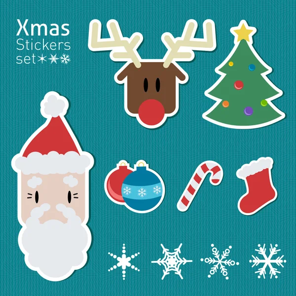 Stickers drôles avec des éléments de Noël — Image vectorielle