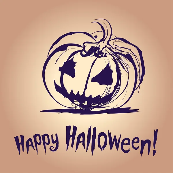 Ilustración de salpicaduras de tinta de Halloween con sonrisa calabaza — Vector de stock