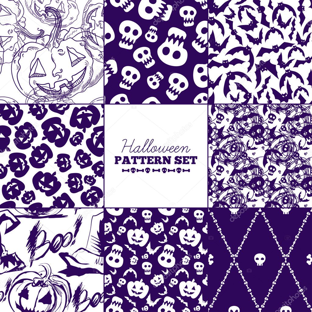 Seamless Halloween patterns mega collection