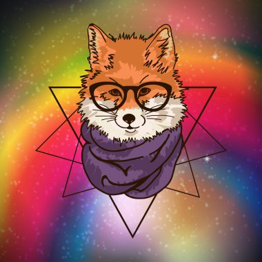 hippi moda fox illüstrasyon