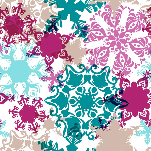 Kerst patroon met delicate sneeuwvlokken — Stockvector