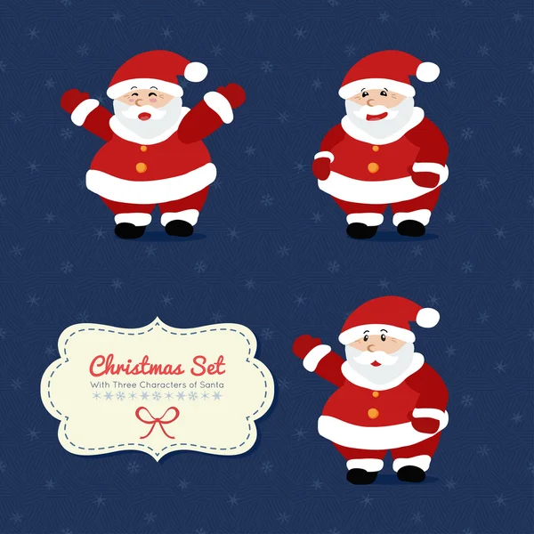 Ensemble de trois personnages Père Noël — Image vectorielle