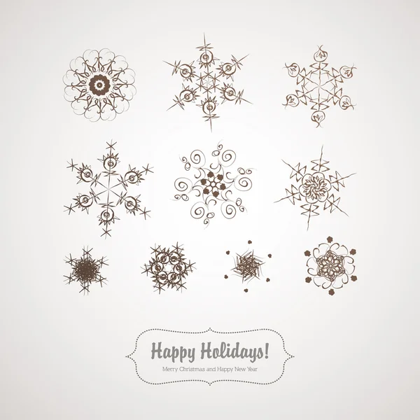 Set of retro delicate snowflakes — Stock Vector