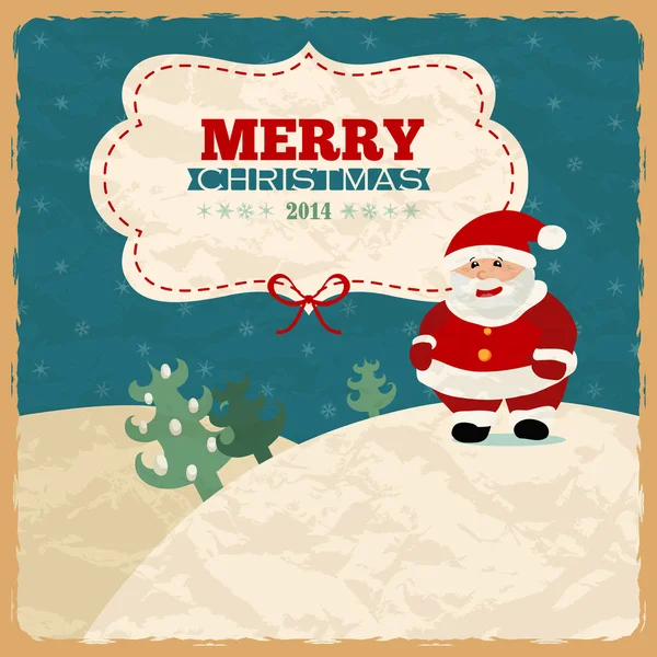 Retro-Weihnachtskarte mit Weihnachtsmann — Stockvektor