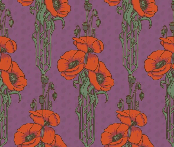 Patrón sin costura floral con amapolas — Archivo Imágenes Vectoriales