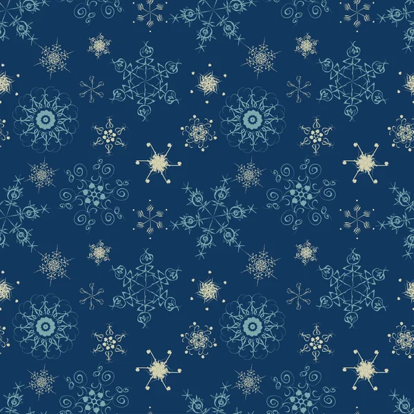 Kerstpatroon met sneeuwvlokken — Stockvector