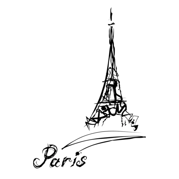 Illustrazione della torre Eiffel e calligrafia — Vettoriale Stock