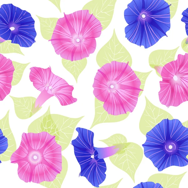 Pattern with pink and violet flowers (petunias) — Stock Vector