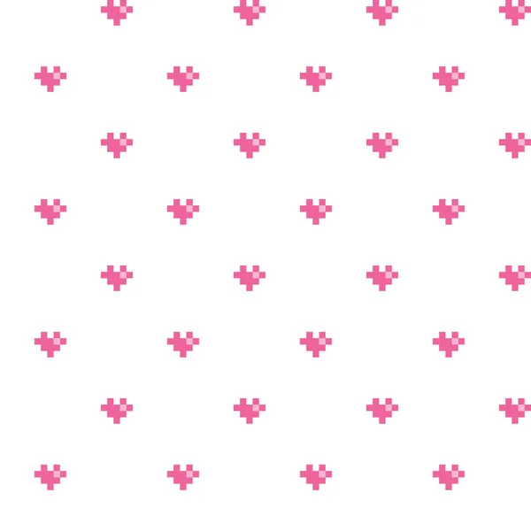 Pixel pattern with tiny hearts — Stock Vector
