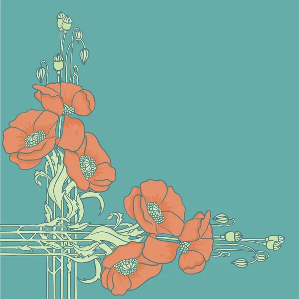 Cadre de style Art nouveau avec coquelicots — Image vectorielle