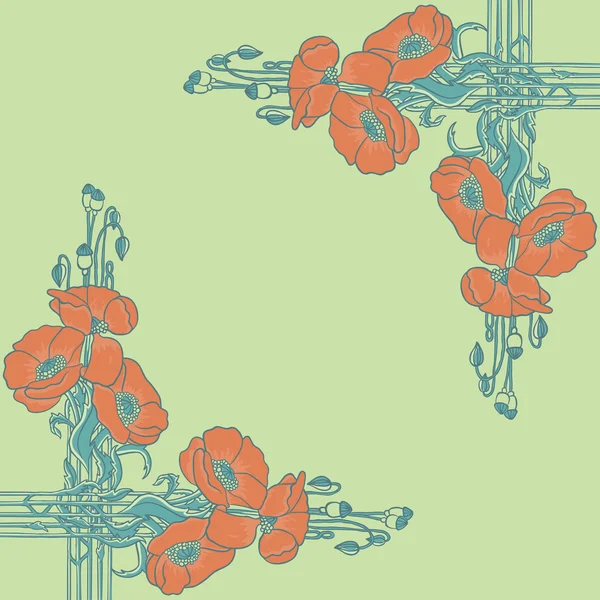 Cadre de style Art nouveau avec coquelicots — Image vectorielle