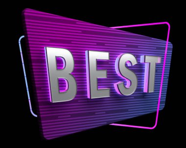 En iyi kelimesiyle siber stil rozeti. 3d oluşturma