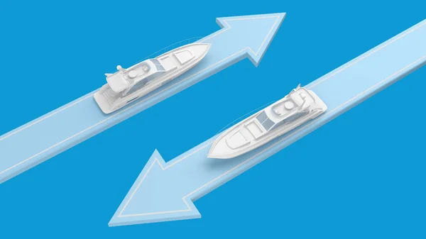 Plain Sea Boat Arrow Rendering — Stock Photo, Image