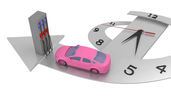 Рожевий Автомобіль Їде Азс Годиннику Візуалізація — стокове фото
