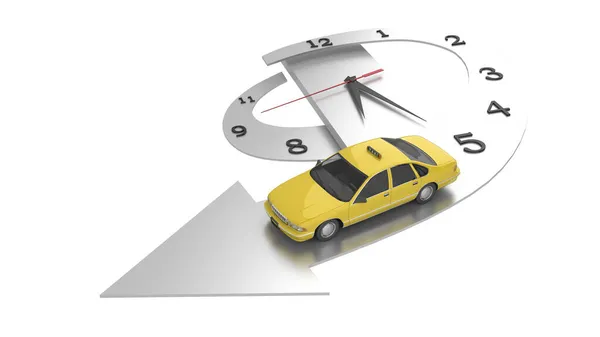 Auto Taxi Giri Intorno Orologio Freccia Rendering — Foto Stock